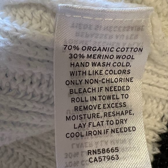 NWOT NORDSTROM Organic Cotton & Merino Wool Turtleneck Sweater in Ivory- Black - Picture 6 of 7